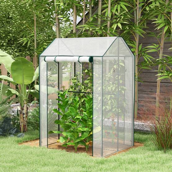 Sans Marque - Serre jardin 2 espaces 2 portes enroulables 0,8m² tomates 1x0,8x1,5 m acier PE - Image 4