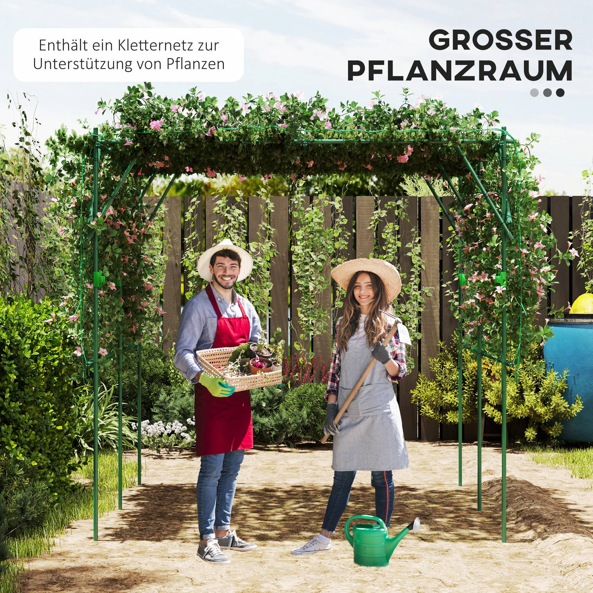 Treillage de jardin en acier inoxydable, vert, 223 x 223 x 223 cm - PANGIVO - Image 4
