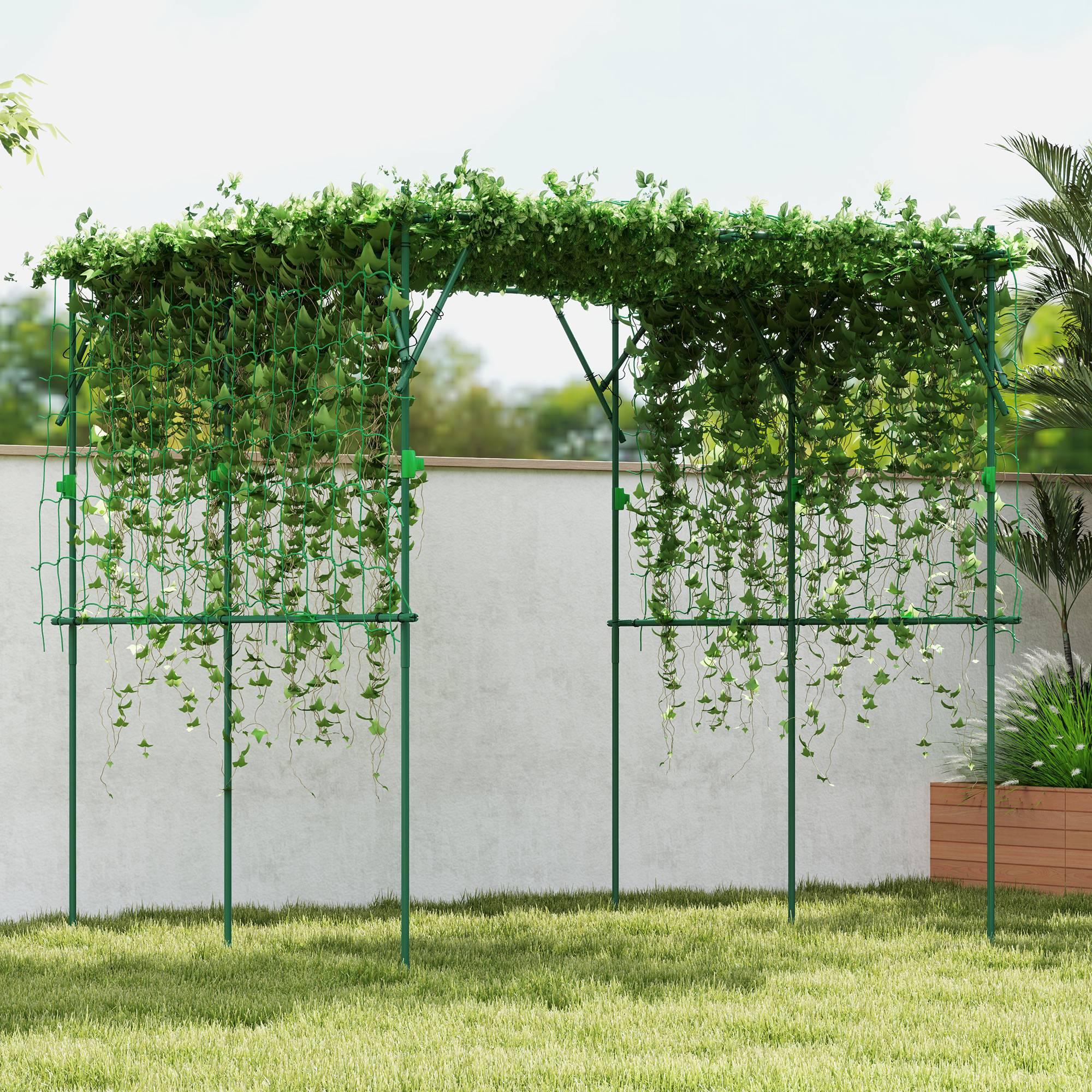 Treillage de jardin en acier inoxydable, vert, 223 x 223 x 223 cm - PANGIVO - Image 2