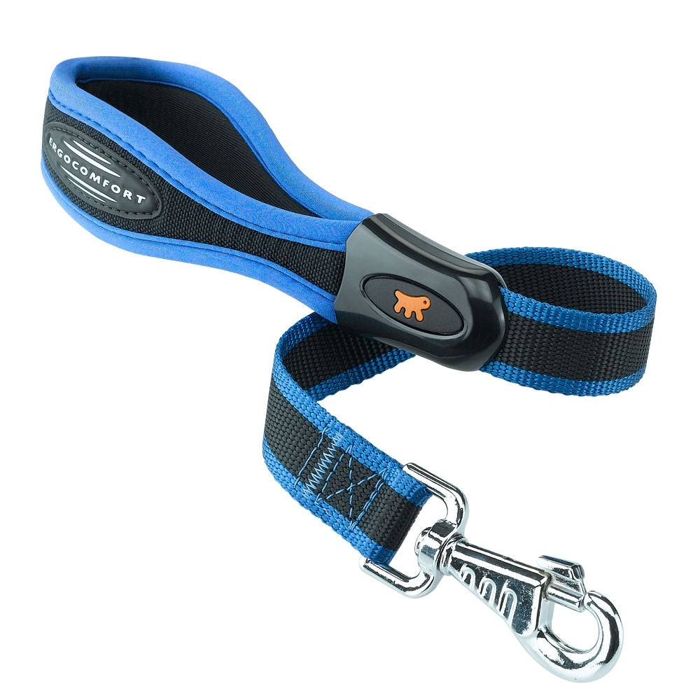 Ferplast - Ferplast ERGOCOMFORT GM25/55 Laisse courte en nylon pour chien, Poignée ergonomique, Rembourrage doux, Longueur 55 cm x 2,5 cm, Bleu - Imagen 1
