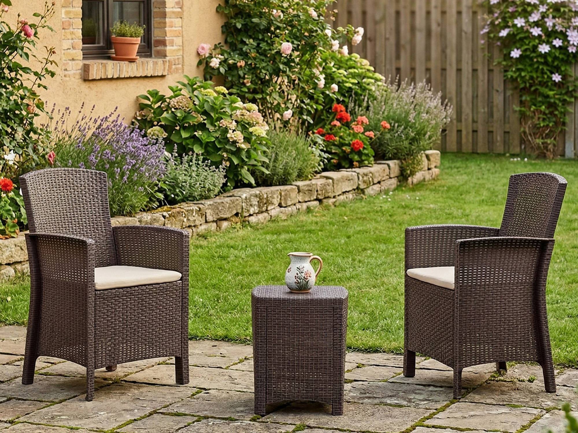 Dmora - Set salon d'extérieur Jupiter, Salon d'extérieur, Kit terrasse ou jardin, Composition d'un salon d'extérieur, Made in Italy, Marron - Imagen 6