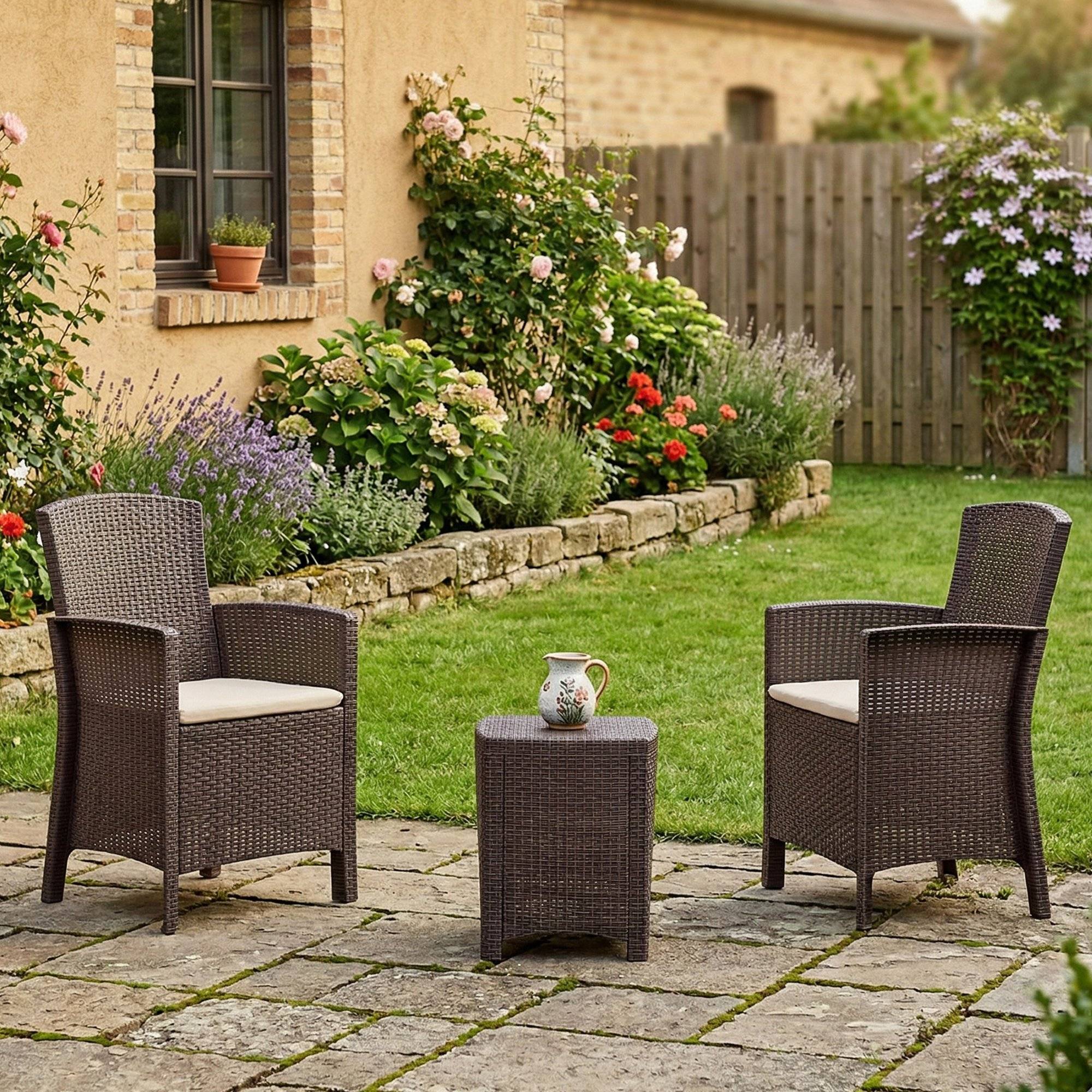 Dmora - Set salon d'extérieur Jupiter, Salon d'extérieur, Kit terrasse ou jardin, Composition d'un salon d'extérieur, Made in Italy, Marron - Imagen 2