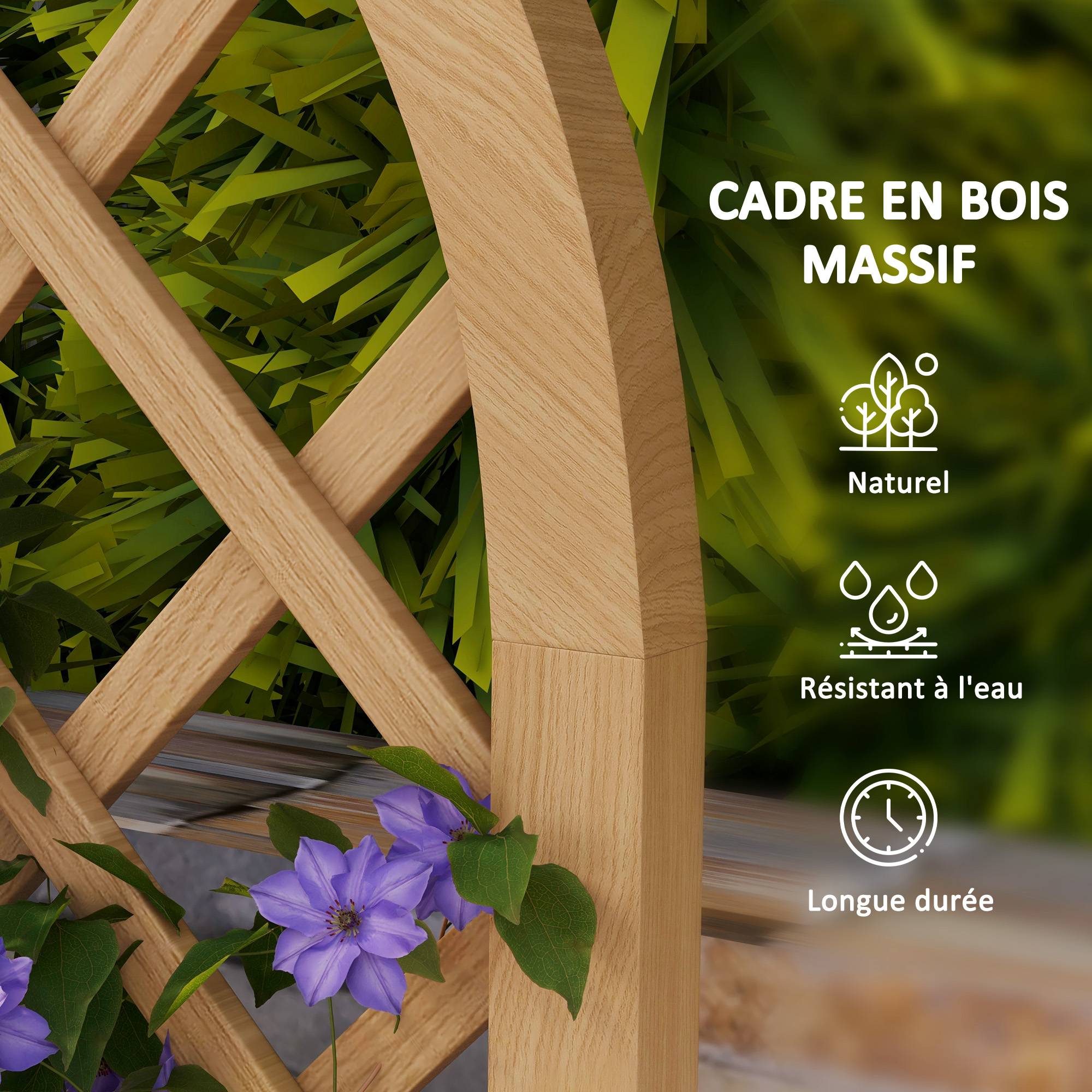 Lot de 2 treillis bois naturel 60 x 2.5 x 120 cm - PANGIVO - Image 8