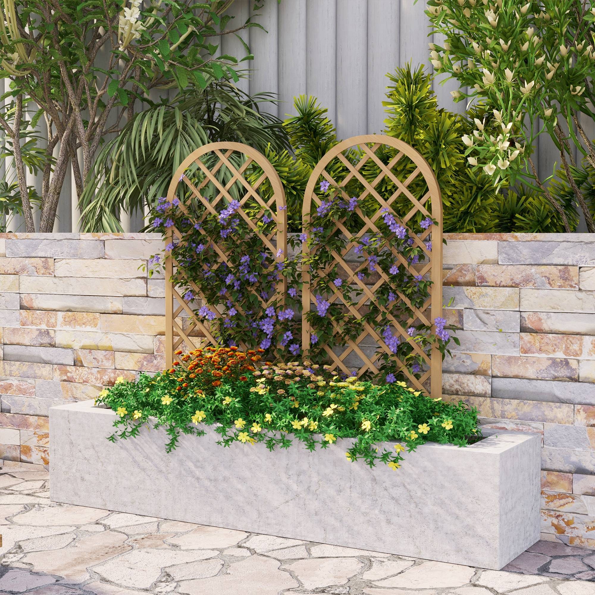 Lot de 2 treillis bois naturel 60 x 2.5 x 120 cm - PANGIVO - Image 4