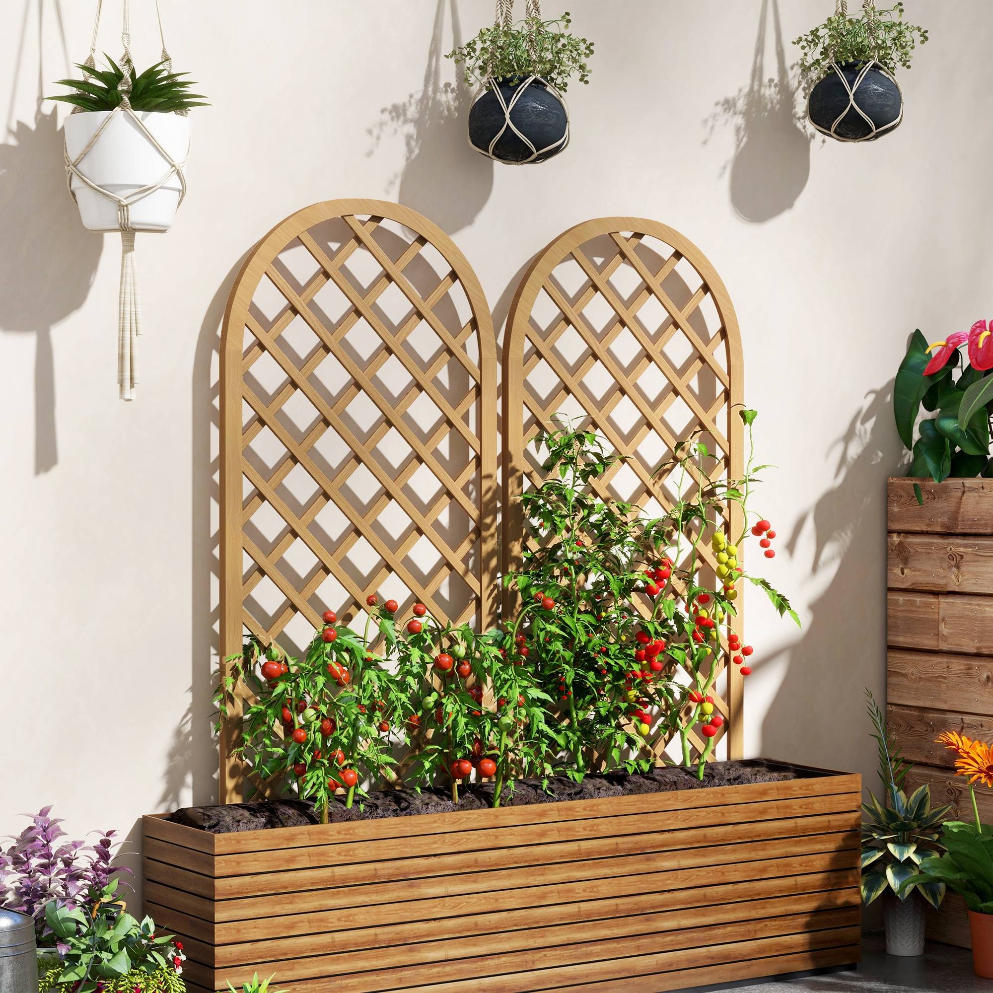 Lot de 2 treillis bois naturel 60 x 2.5 x 120 cm - PANGIVO - Image 3