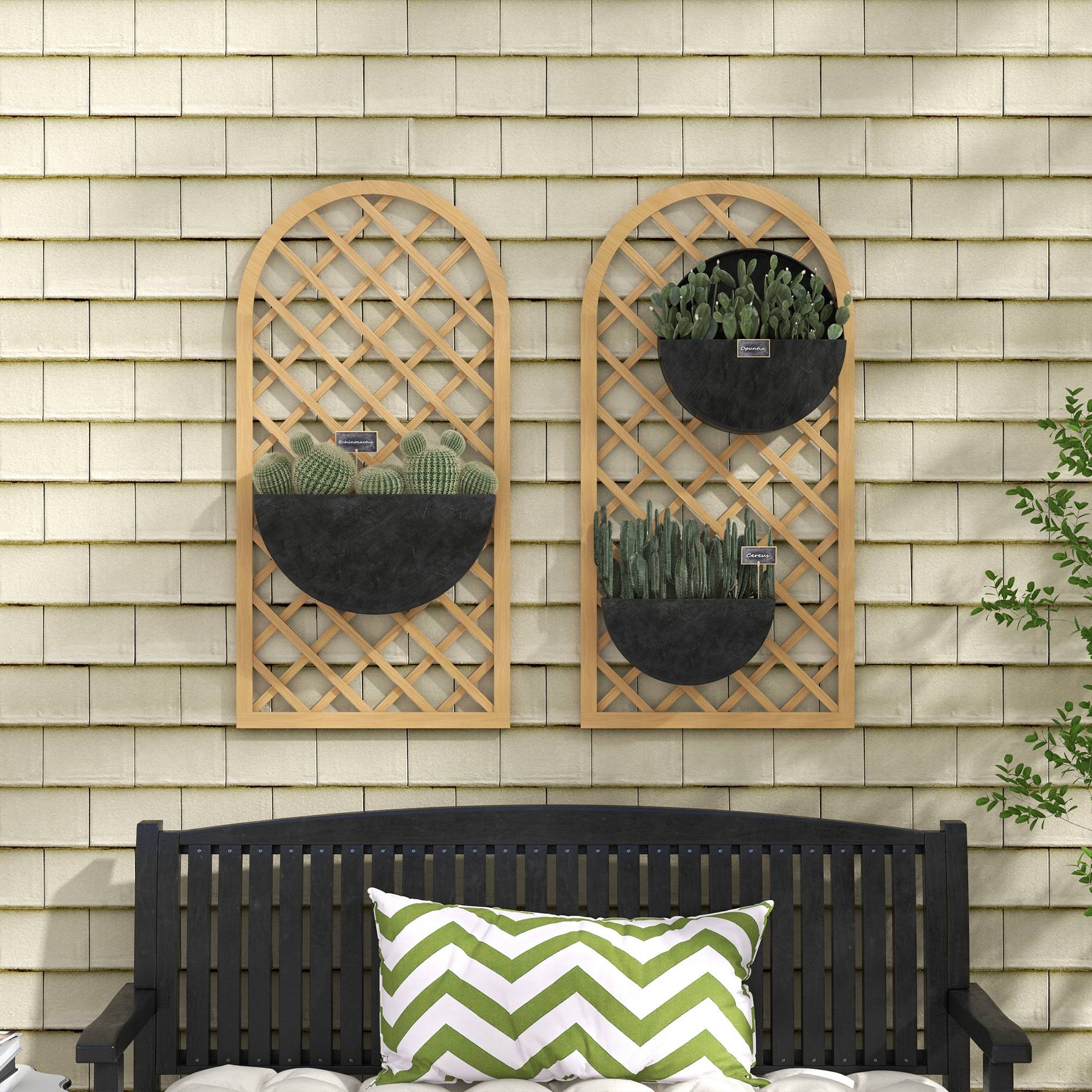 Lot de 2 treillis bois naturel 60 x 2.5 x 120 cm - PANGIVO - Image 9