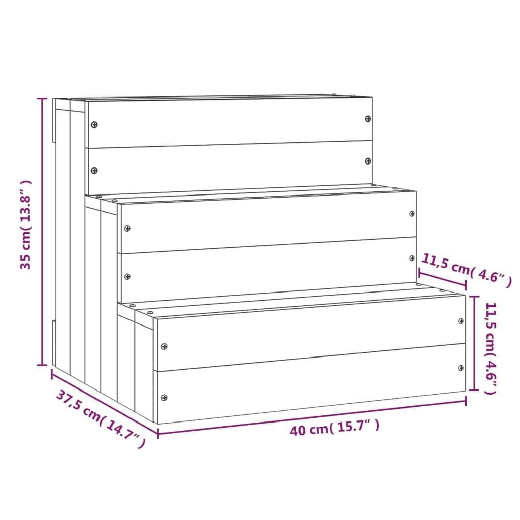 Vidaxl - Escalier pour animaux de compagnie Gris 40x37,5x35 cm Bois pin vidaXL 822463 - Imagen 3