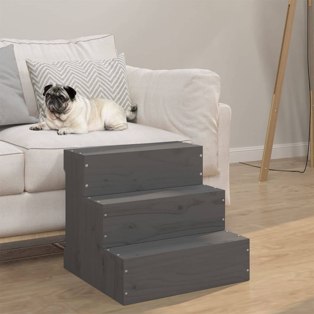 Vidaxl - Escalier pour animaux de compagnie Gris 40x37,5x35 cm Bois pin vidaXL 822463 - Imagen 4