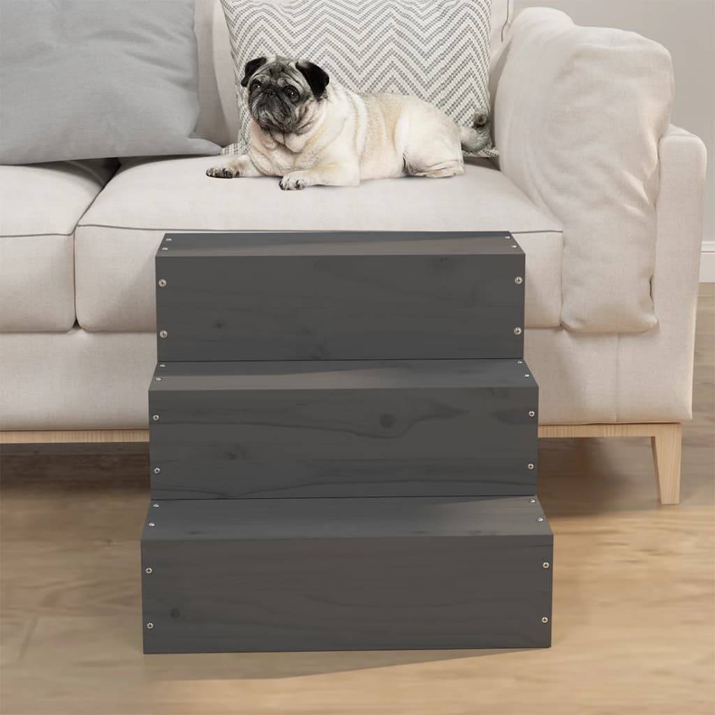 Vidaxl - Escalier pour animaux de compagnie Gris 40x37,5x35 cm Bois pin vidaXL 822463 - Imagen 1