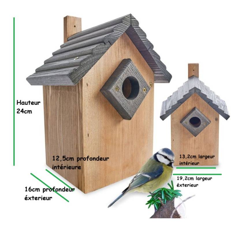 Mangeoire oiseaux extérieur à suspendre pour oiseaux sauvages en bois massif toit vert - Image 5