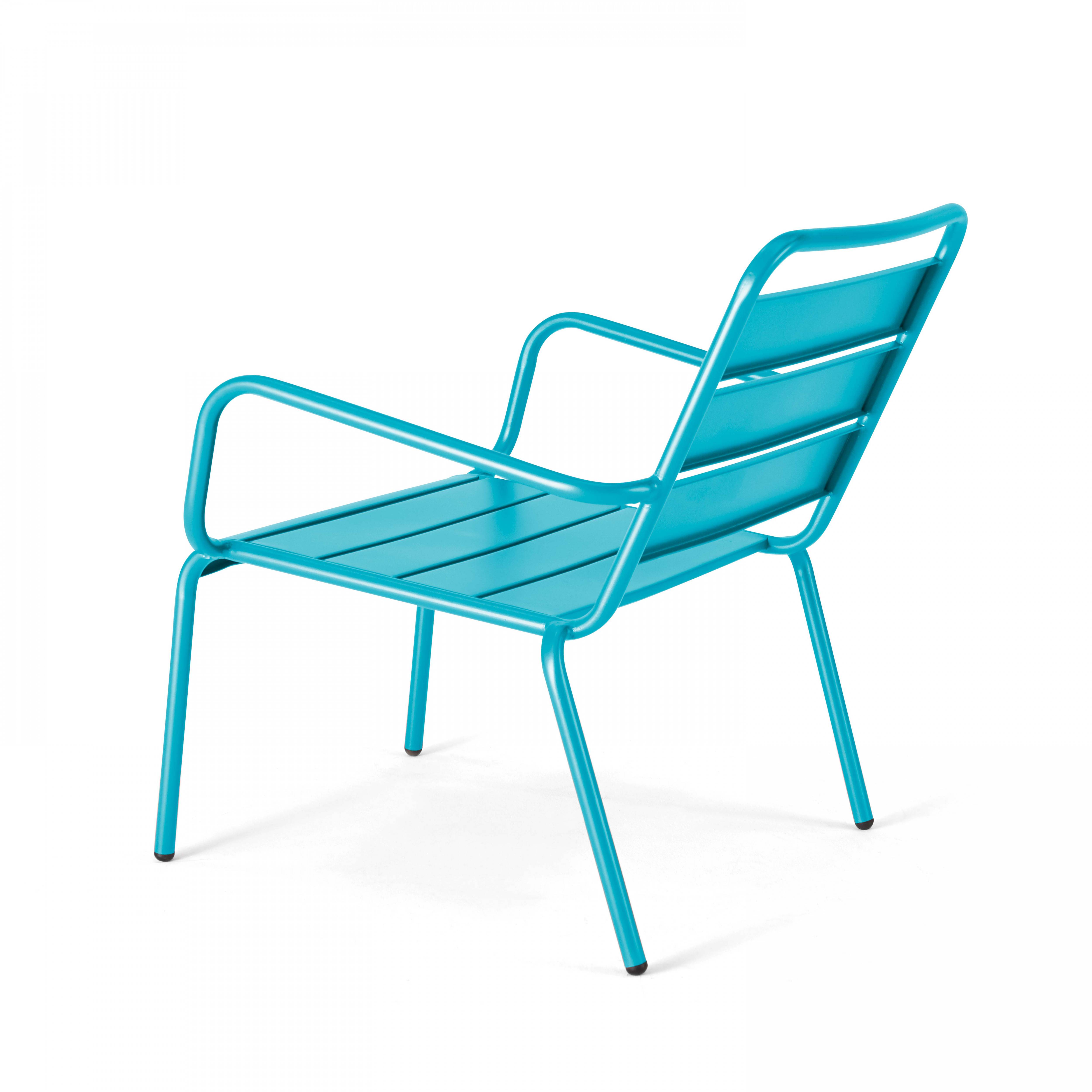Oviala - Fauteuil de jardin bas relax acier bleu Palavas - Oviala - Imagen 4