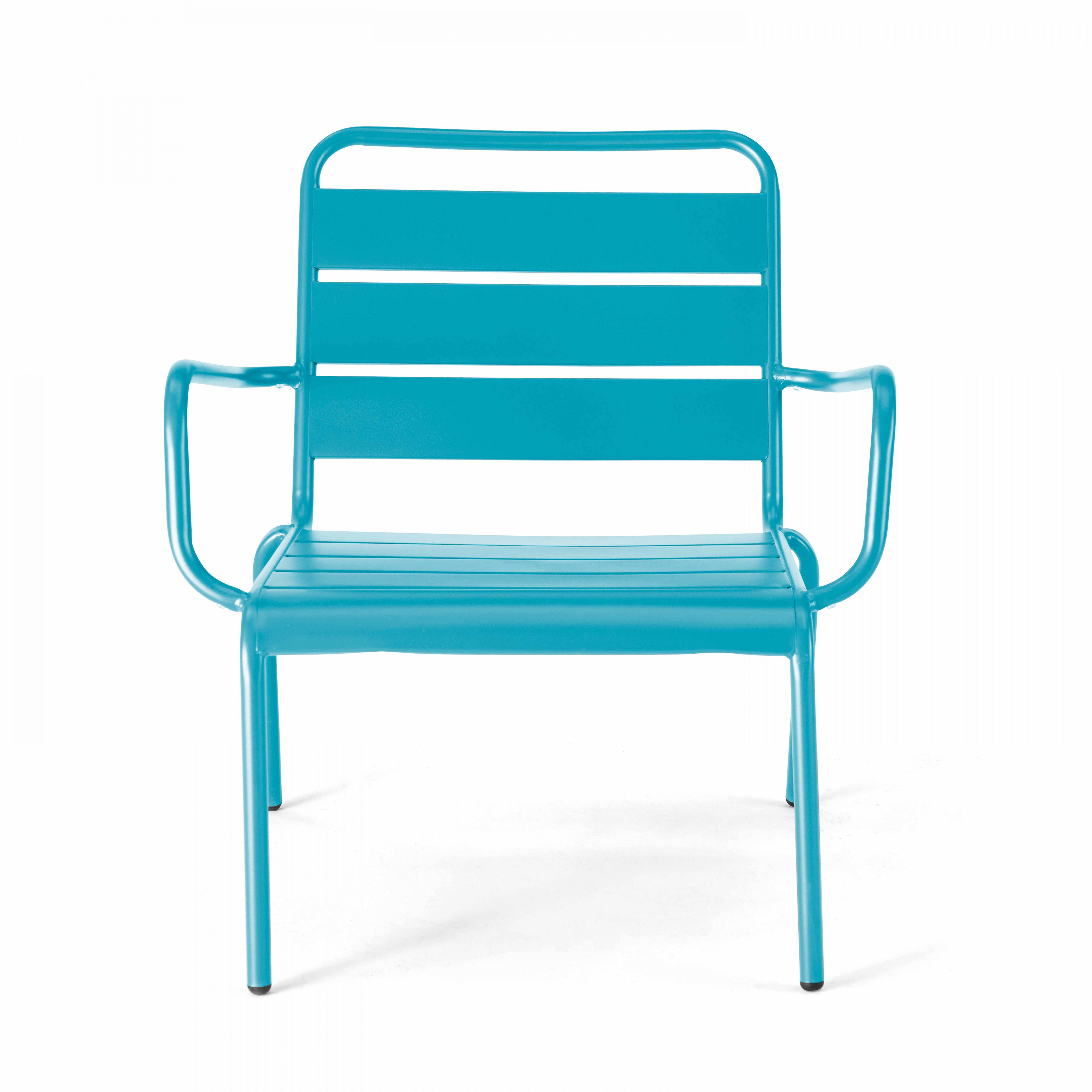 Oviala - Fauteuil de jardin bas relax acier bleu Palavas - Oviala - Imagen 6