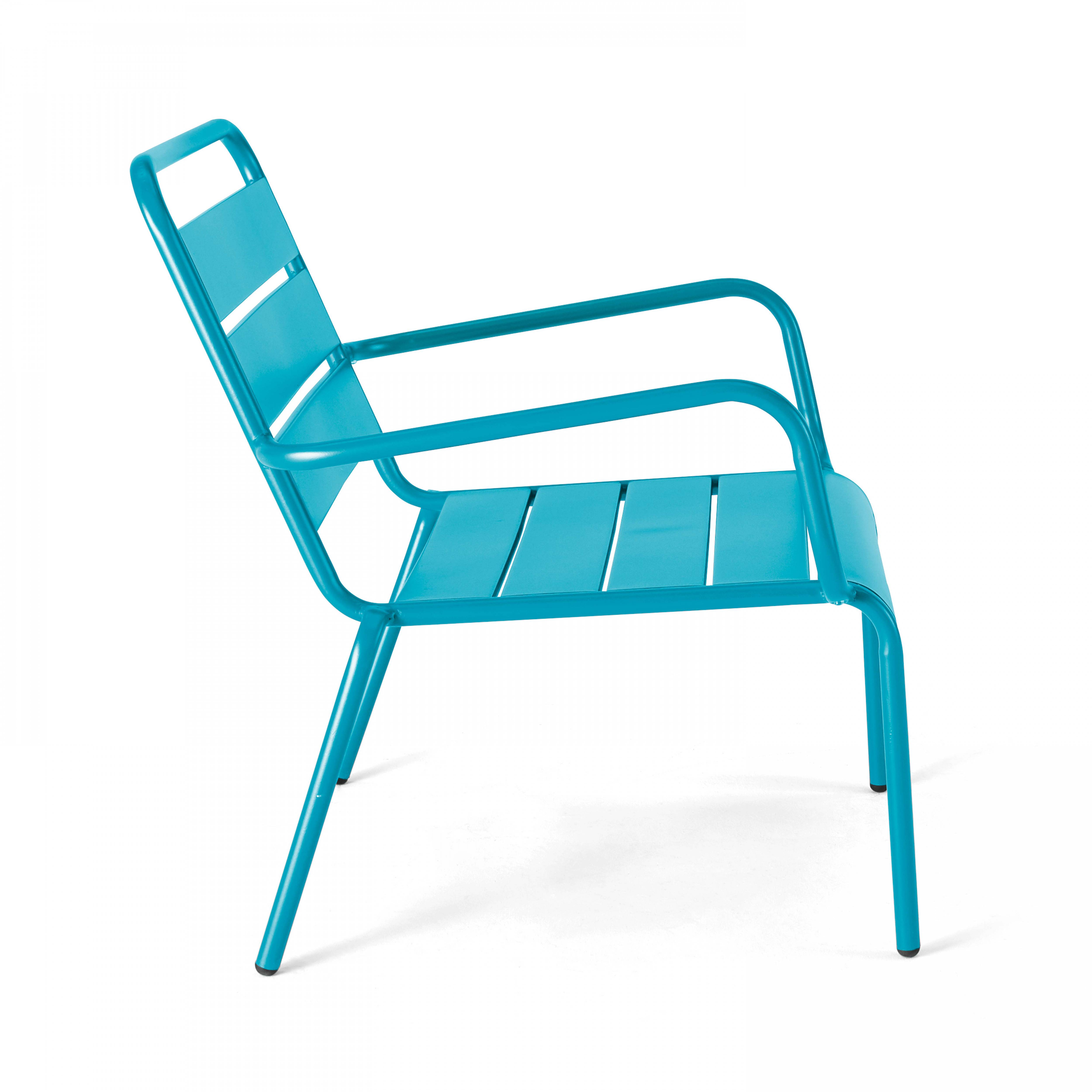 Oviala - Fauteuil de jardin bas relax acier bleu Palavas - Oviala - Imagen 5