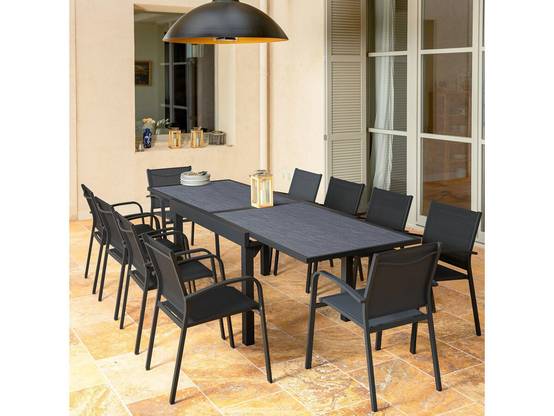 Table Jardin En Aluminium Extensible "lagos" - 200/320 X 105 X 76 Cm - Noir -habitat Et Jardin - Image 2