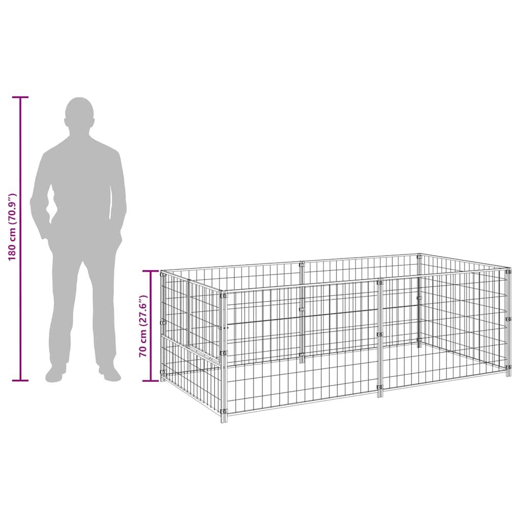 Vidaxl - Chenil Argenté 200x100x70 cm Acier vidaXL 150793 - Imagen 8