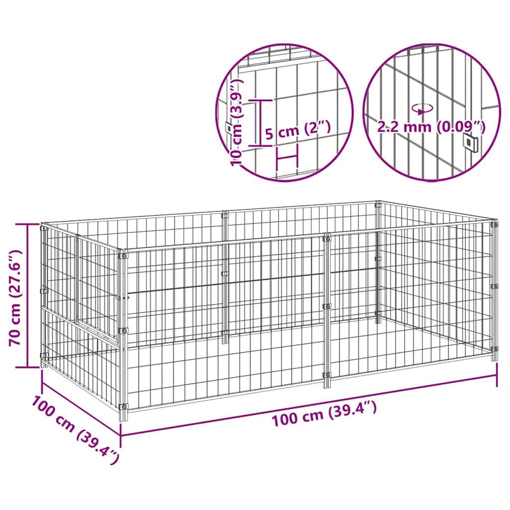 Vidaxl - Chenil Argenté 200x100x70 cm Acier vidaXL 150793 - Imagen 3