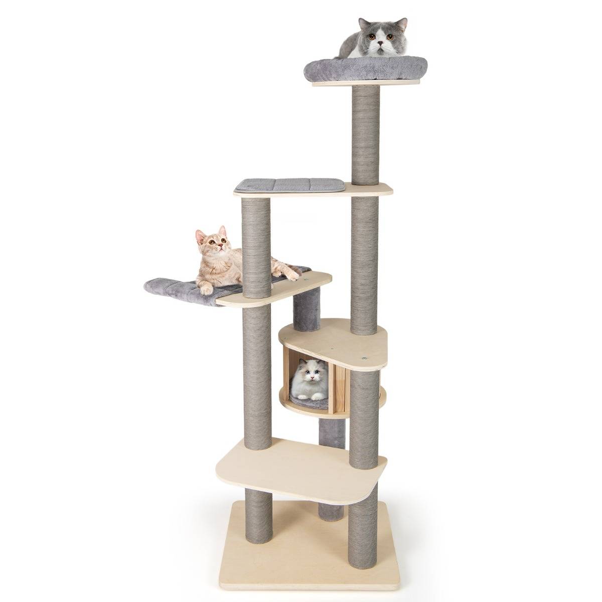 Maison Chic - Arbre à Chat de 197cm de Haut Tour à Chat à Plusieurs Niveaux avec Perchoir Rembourré Supérieur - Image 1