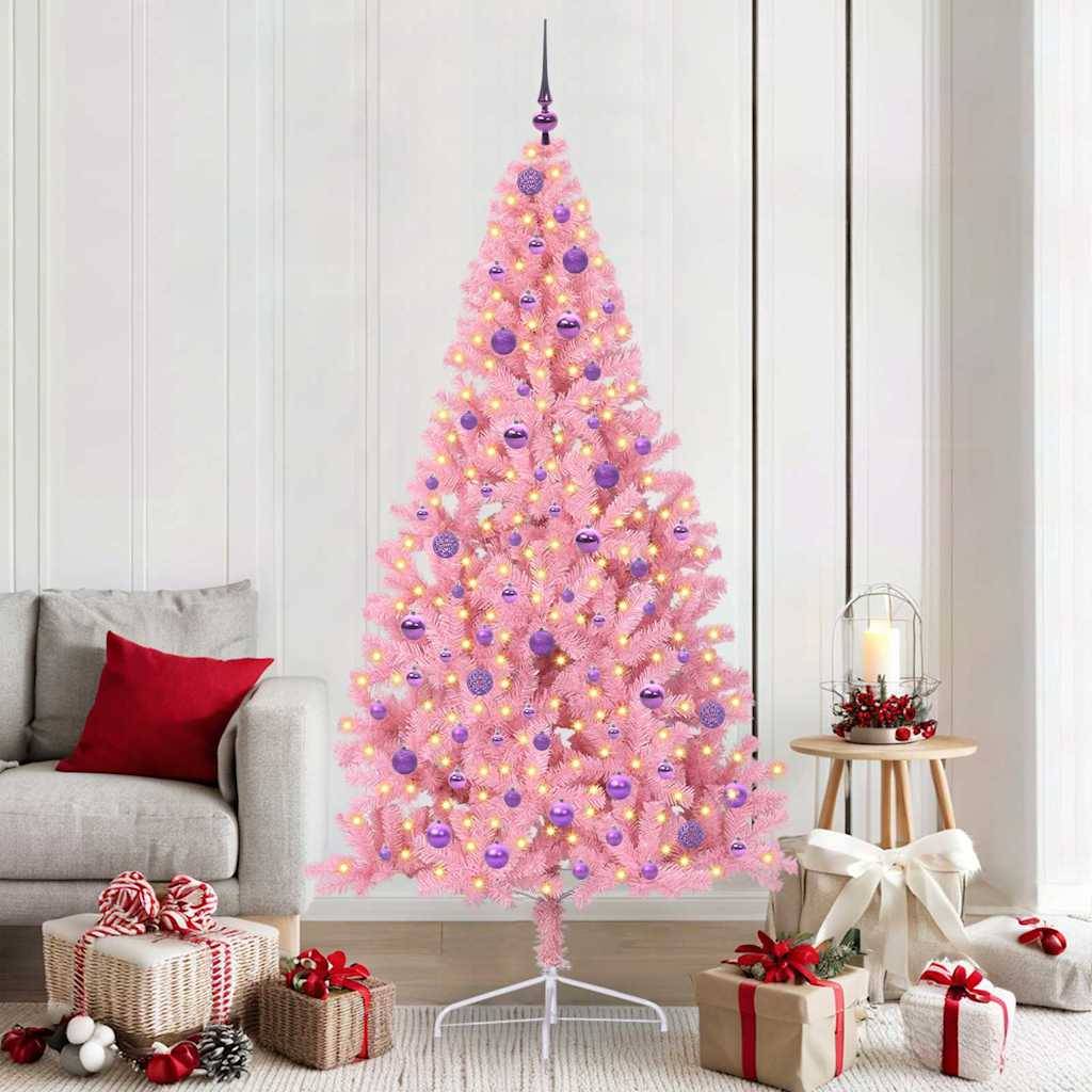 Vidaxl - Sapin de Noël artificiel pré-éclairé Rose 210 cm PVC vidaXL 3397095 - Image 1