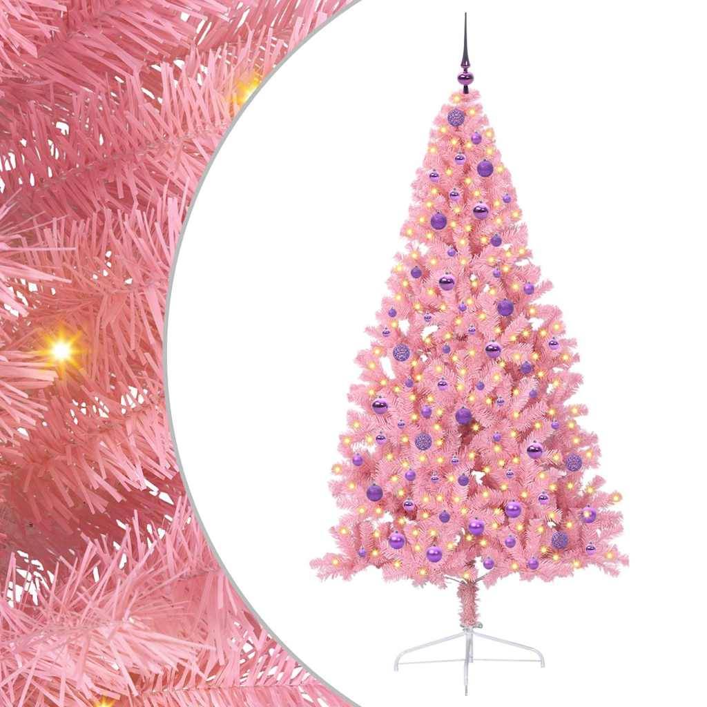 Vidaxl - Sapin de Noël artificiel pré-éclairé Rose 210 cm PVC vidaXL 3397095 - Image 2