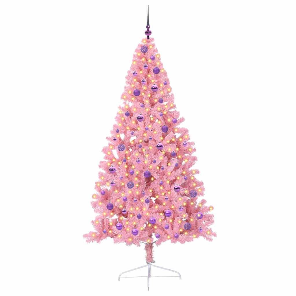 Vidaxl - Sapin de Noël artificiel pré-éclairé Rose 210 cm PVC vidaXL 3397095 - Image 4