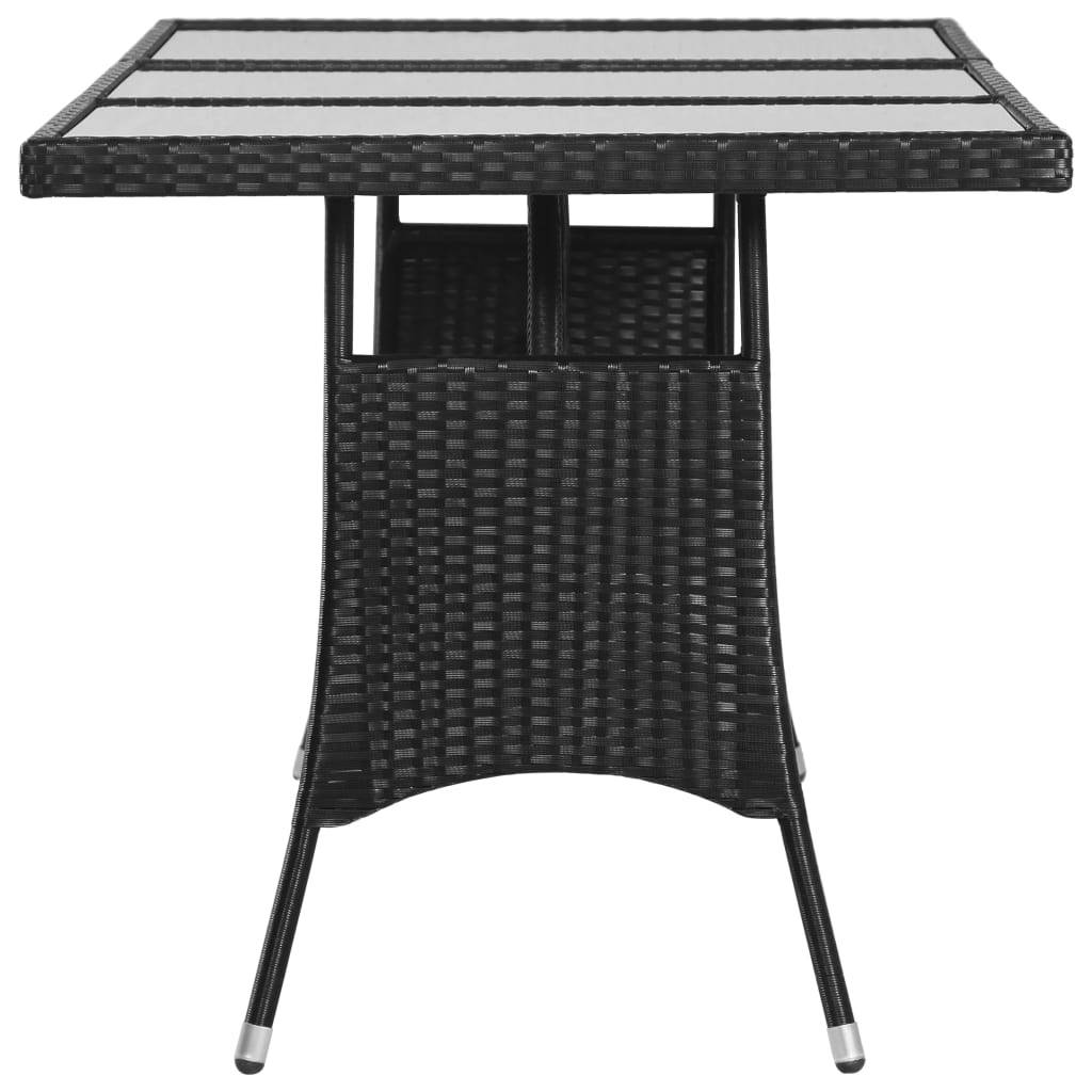 PANGIVO - Table de jardin noire résine tressée 170 x 80 x 74 cm avec verre trempé - PANGIVO - Image 3