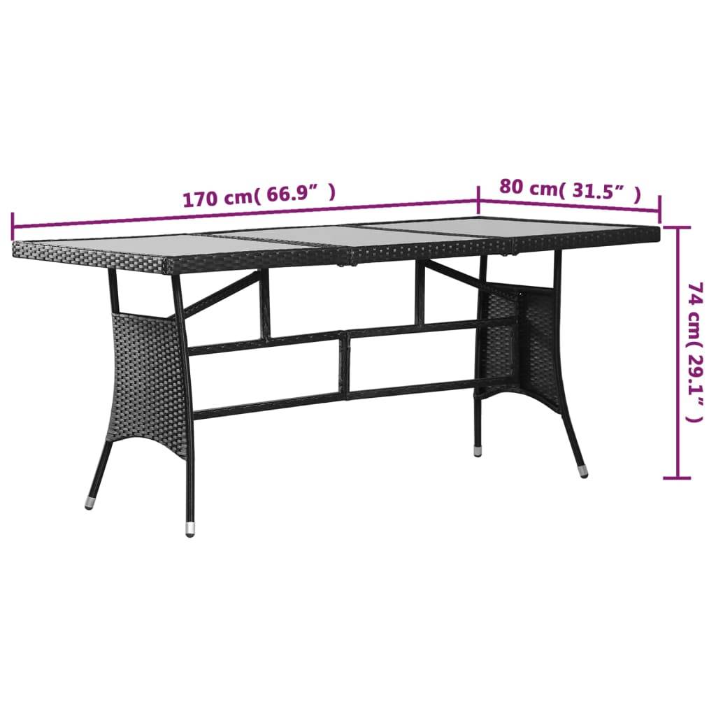 PANGIVO - Table de jardin noire résine tressée 170 x 80 x 74 cm avec verre trempé - PANGIVO - Image 6