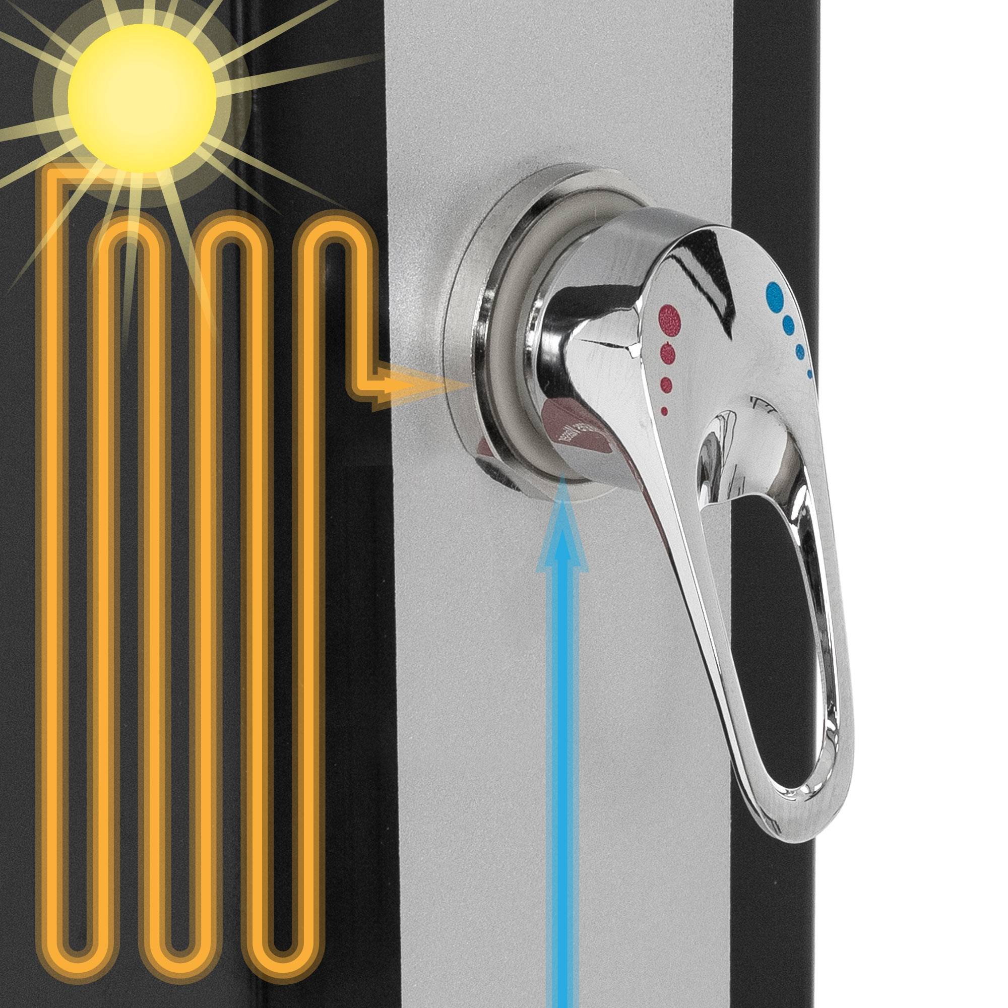 Ml-Design - Douche solaire d'extérieur + douche à pied et pomme de douche noir/argent 40 L - Imagen 4