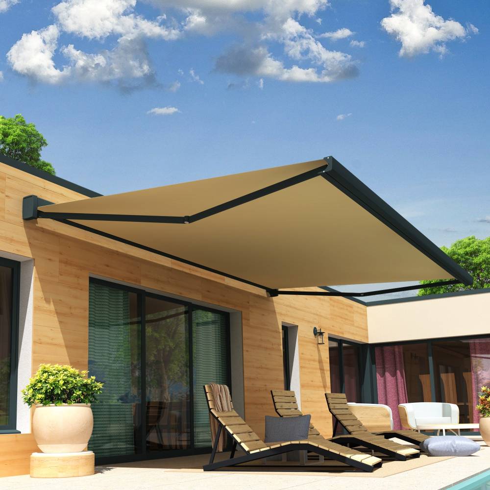 Intersun - Store banne coffre SOA 6,00x3,50 M (Motorisé Secours à Télécommande - Gris Anthracite - Ecru) - INTERSUN - Imagen 5