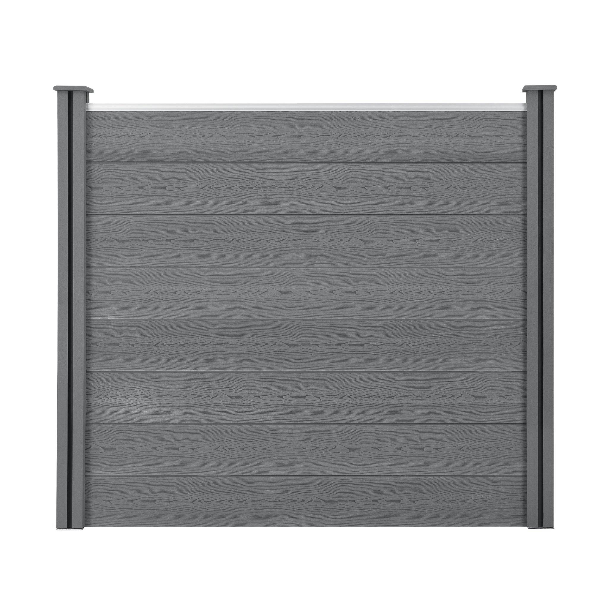 Helloshop26 - Clôture de jardin brise-vue avec 2 poteaux planches bois composite wpc 165 x 162 cm gris - Imagen 2