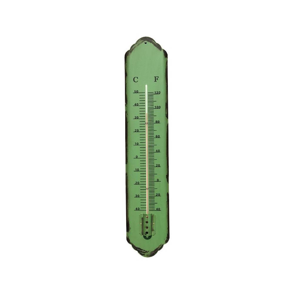 Grand thermomètre extérieur décoratif vintage jardin métal vert 61cm Chemin de campagne - Imagen 1