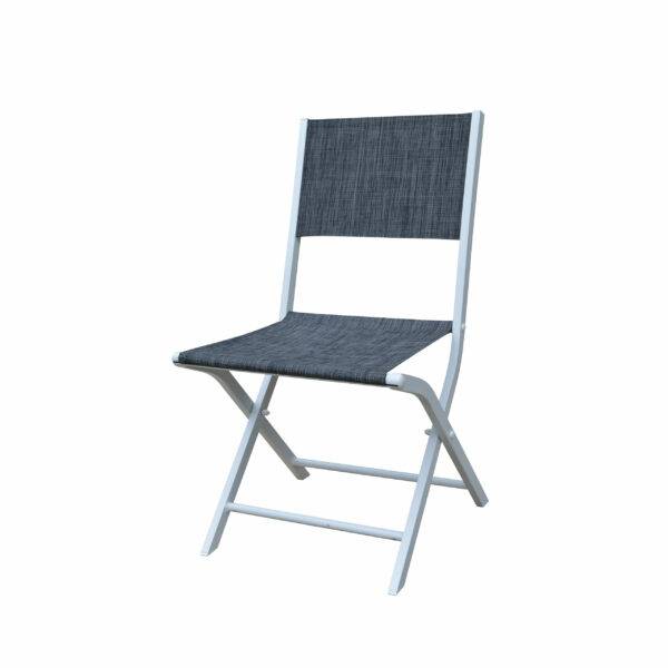 Wilsa Garden - Ensemble MODULO 4/8p en aluminium blanc et verre trempé gris perle avec 4 fauteuils en textilène - Imagen 6