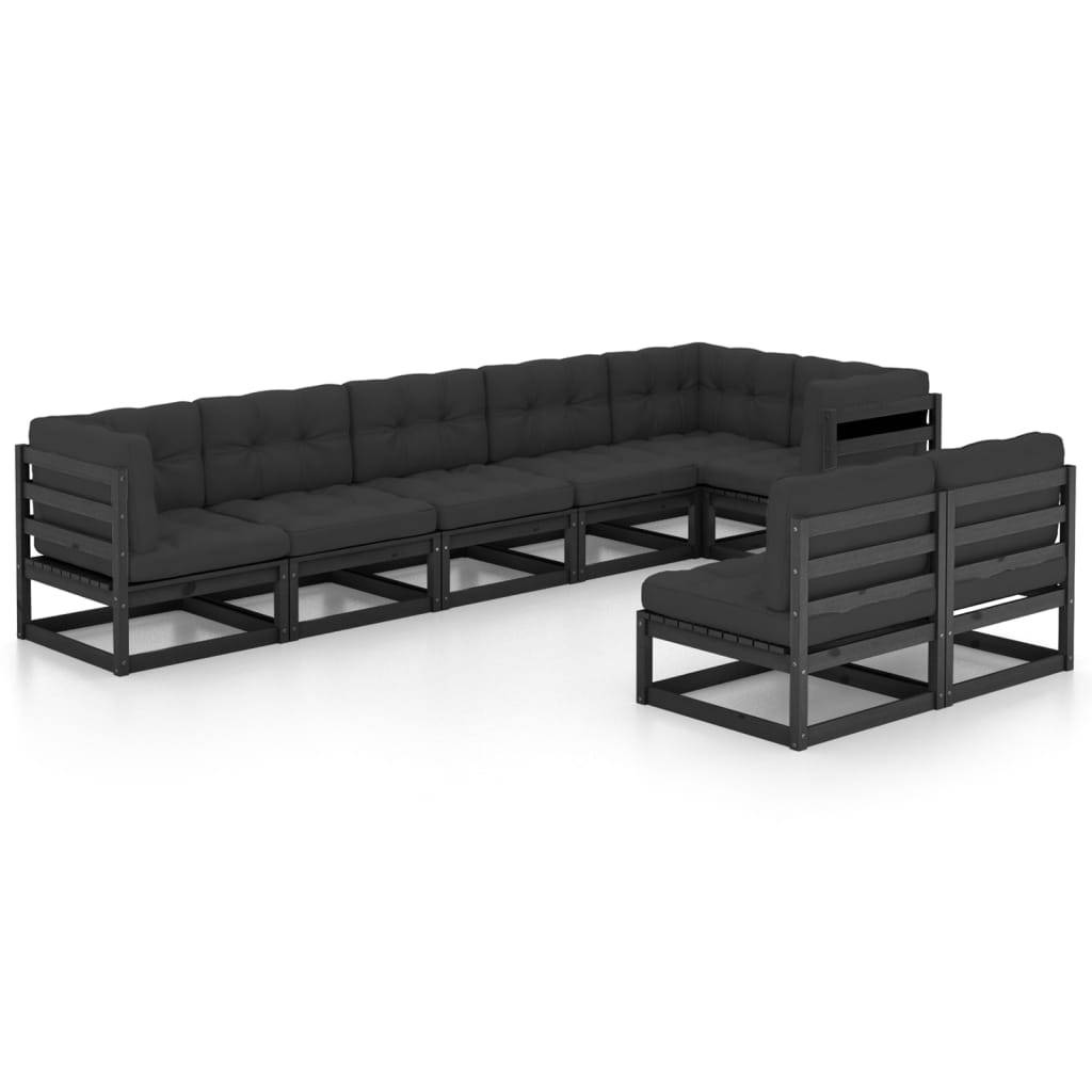 Helloshop26 - Salon de jardin meuble d'extérieur ensemble de mobilier 8 pièces avec coussins bois de pin massif - Imagen 1