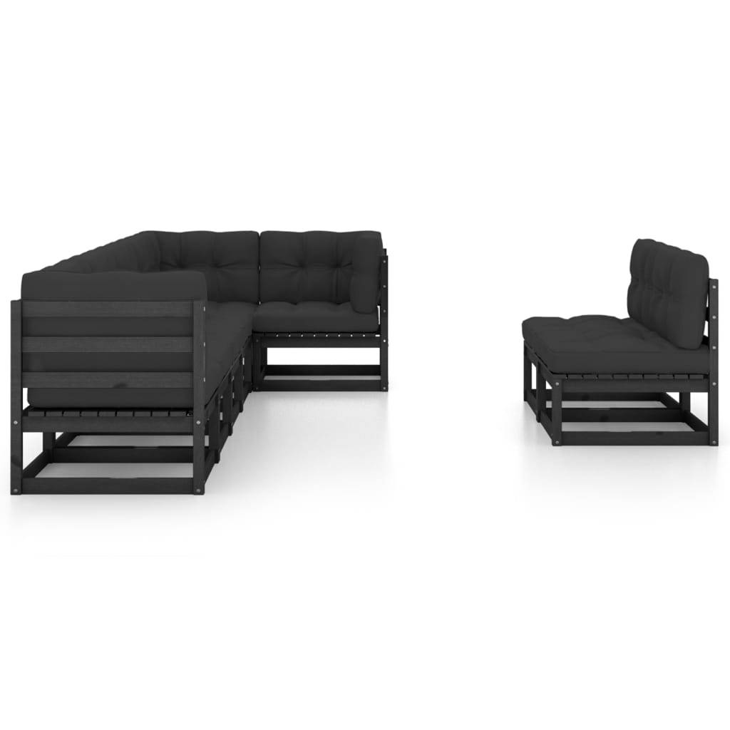 Helloshop26 - Salon de jardin meuble d'extérieur ensemble de mobilier 8 pièces avec coussins bois de pin massif - Imagen 2