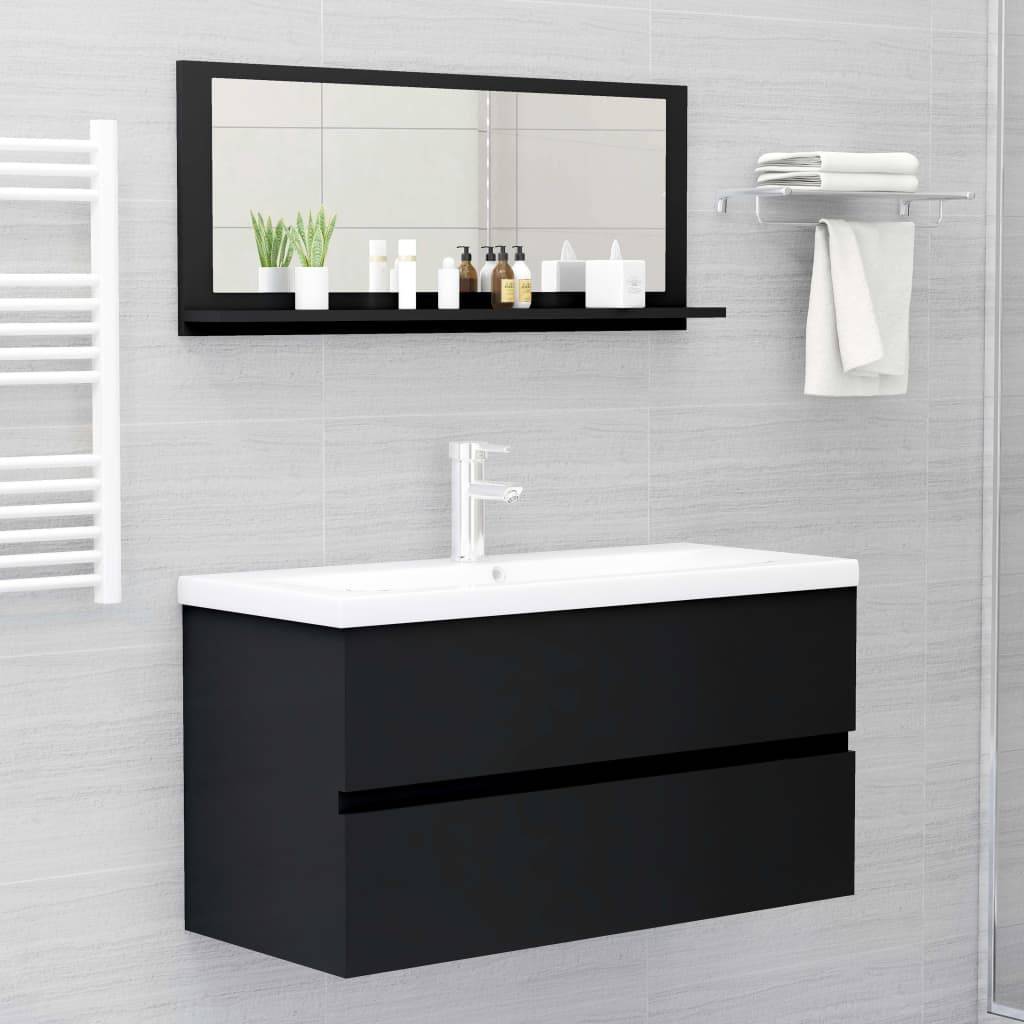 Helloshop26 - Miroir de salle de bain 90 x 10,5 x 37 cm aggloméré noir - Imagen 6