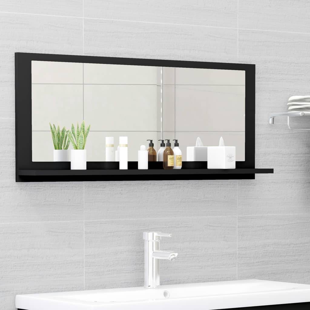 Helloshop26 - Miroir de salle de bain 90 x 10,5 x 37 cm aggloméré noir - Imagen 2