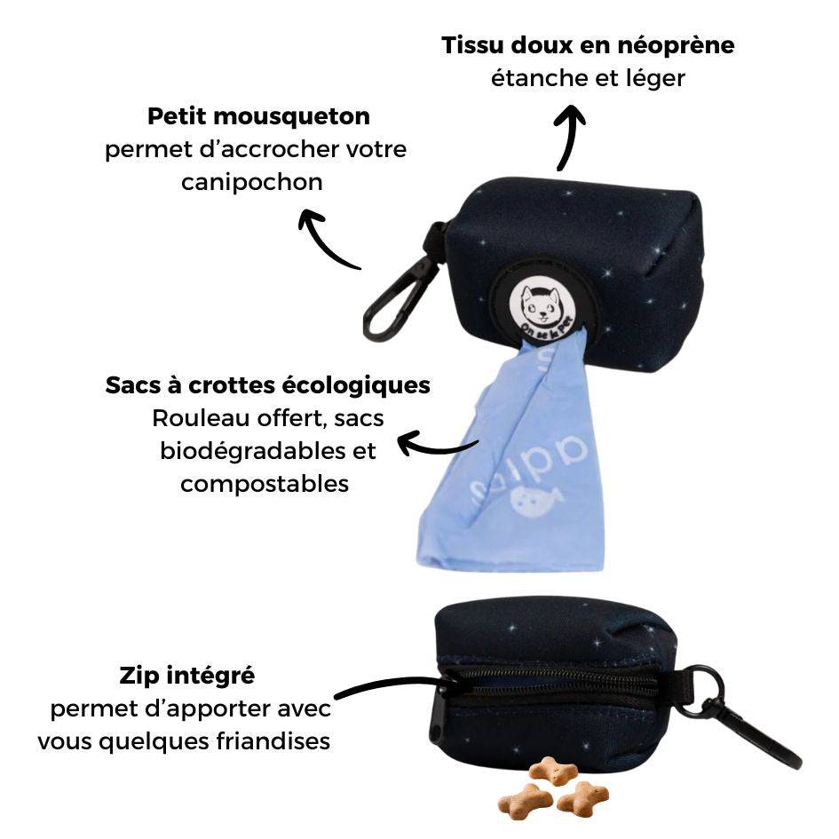 Distributeur de sacs à crottes (rouleau inclus) - Bleu Nuit  – On se la Pet - Image 4