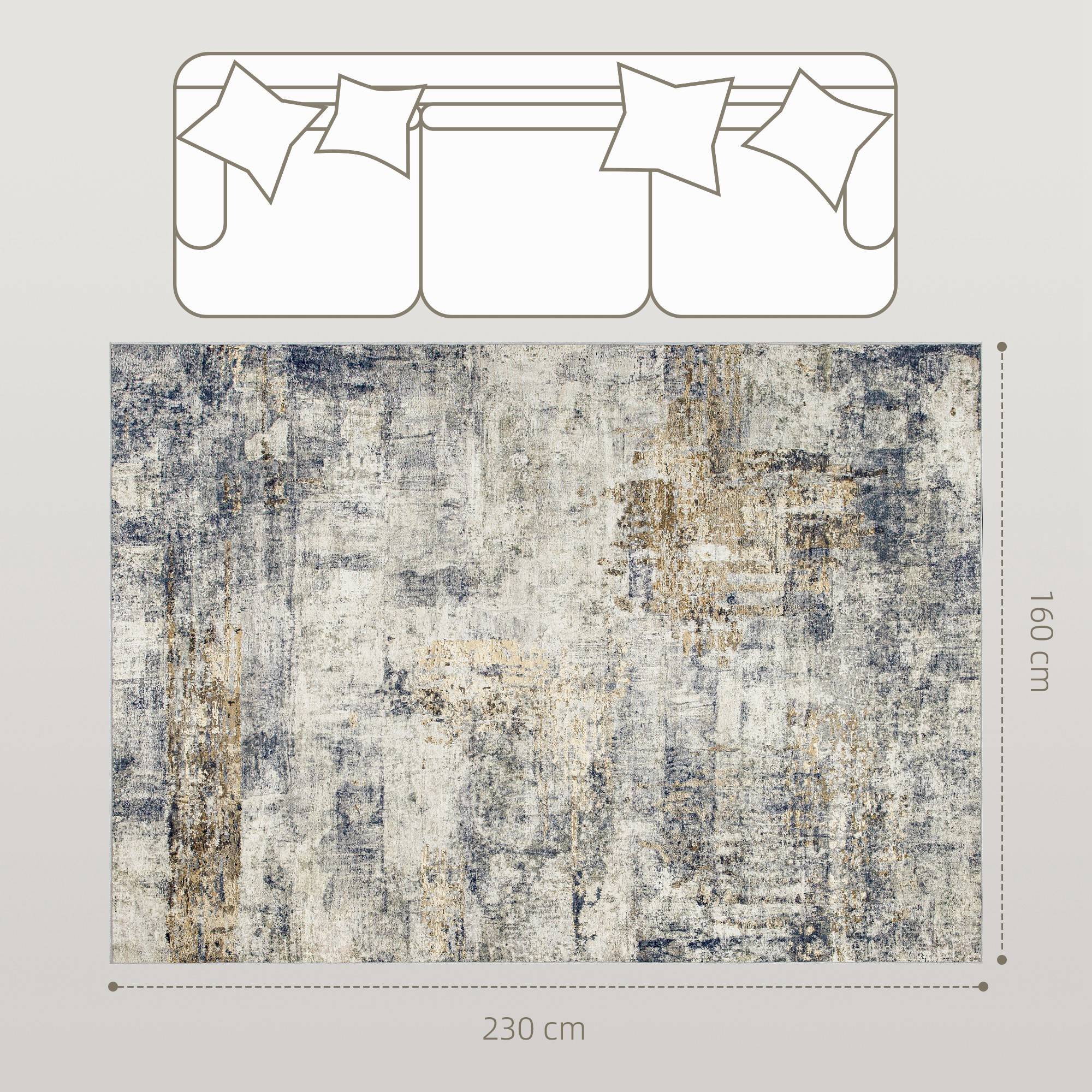 Sans Marque - Tapis salon polyester motif artistique moderne lavable gris - Image 5