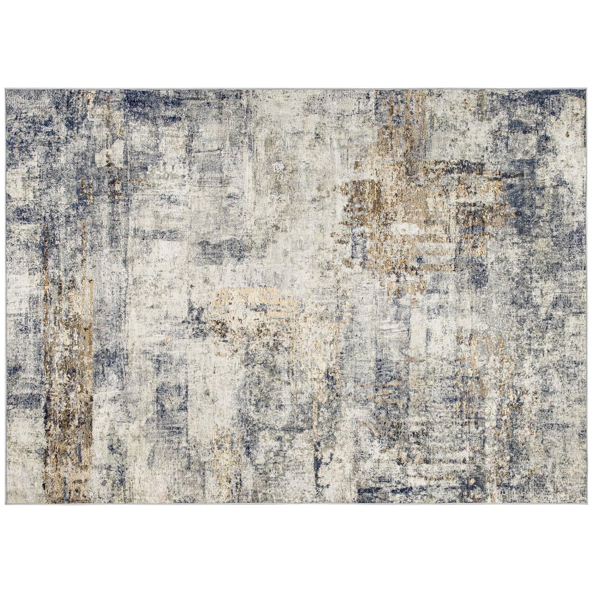 Sans Marque - Tapis salon polyester motif artistique moderne lavable gris - Image 1