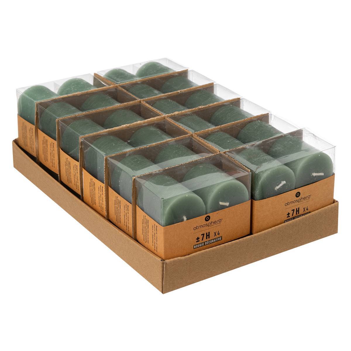 Atmosphera - Lot de 4 bougies rustiques 60g vert eucalyptus - Atmosphera Créateur d'intérieur - Imagen 5