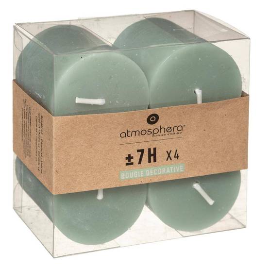 Atmosphera - Lot de 4 bougies rustiques 60g vert eucalyptus - Atmosphera Créateur d'intérieur - Image 2