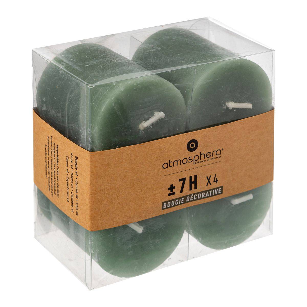 Lot de 4 Bougies décoratives Votive Rustique Vert Eucalyptus D 4.5 cm - Image 1