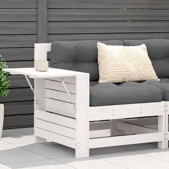 Canapé de jardin | Canapé D'extérieur | Sofa De Jardin accoudoir et table d'appoint blanc massif pin Maison Chic - Image 2