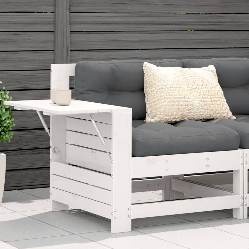 Canapé de jardin | Canapé D'extérieur | Sofa De Jardin accoudoir et table d'appoint blanc massif pin Maison Chic - Image 2
