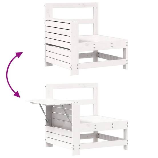 Canapé de jardin | Canapé D'extérieur | Sofa De Jardin accoudoir et table d'appoint blanc massif pin Maison Chic - Image 7