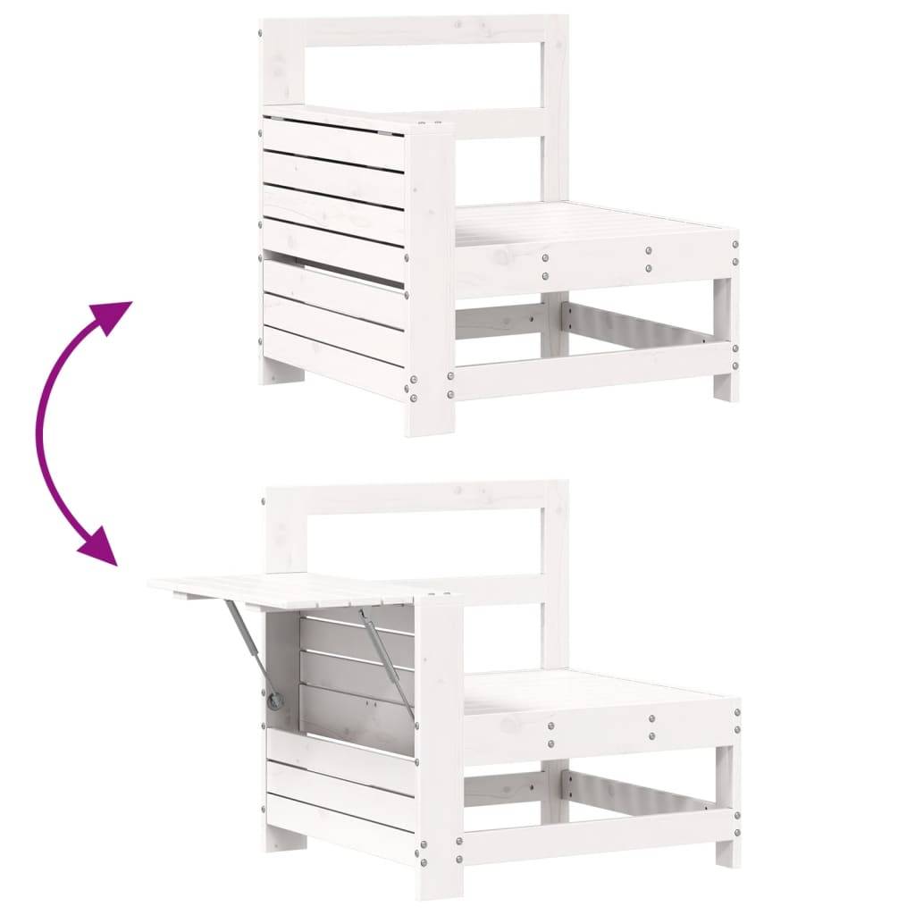 Canapé de jardin | Canapé D'extérieur | Sofa De Jardin accoudoir et table d'appoint blanc massif pin Maison Chic - Image 7