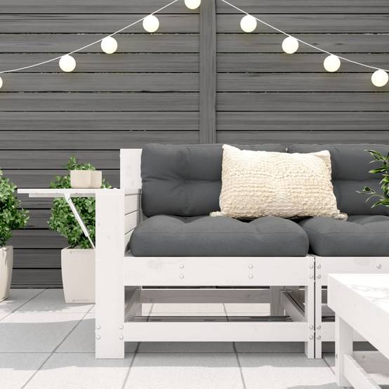 Canapé de jardin | Canapé D'extérieur | Sofa De Jardin accoudoir et table d'appoint blanc massif pin Maison Chic - Image 3
