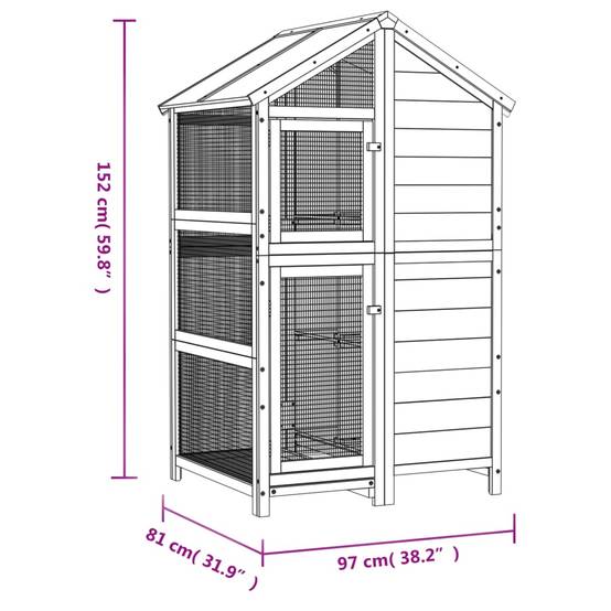 Grande volière d'extérieur en bois de pin massif pour jardin 152 cm – ComfortXL Pet Living - Image 8