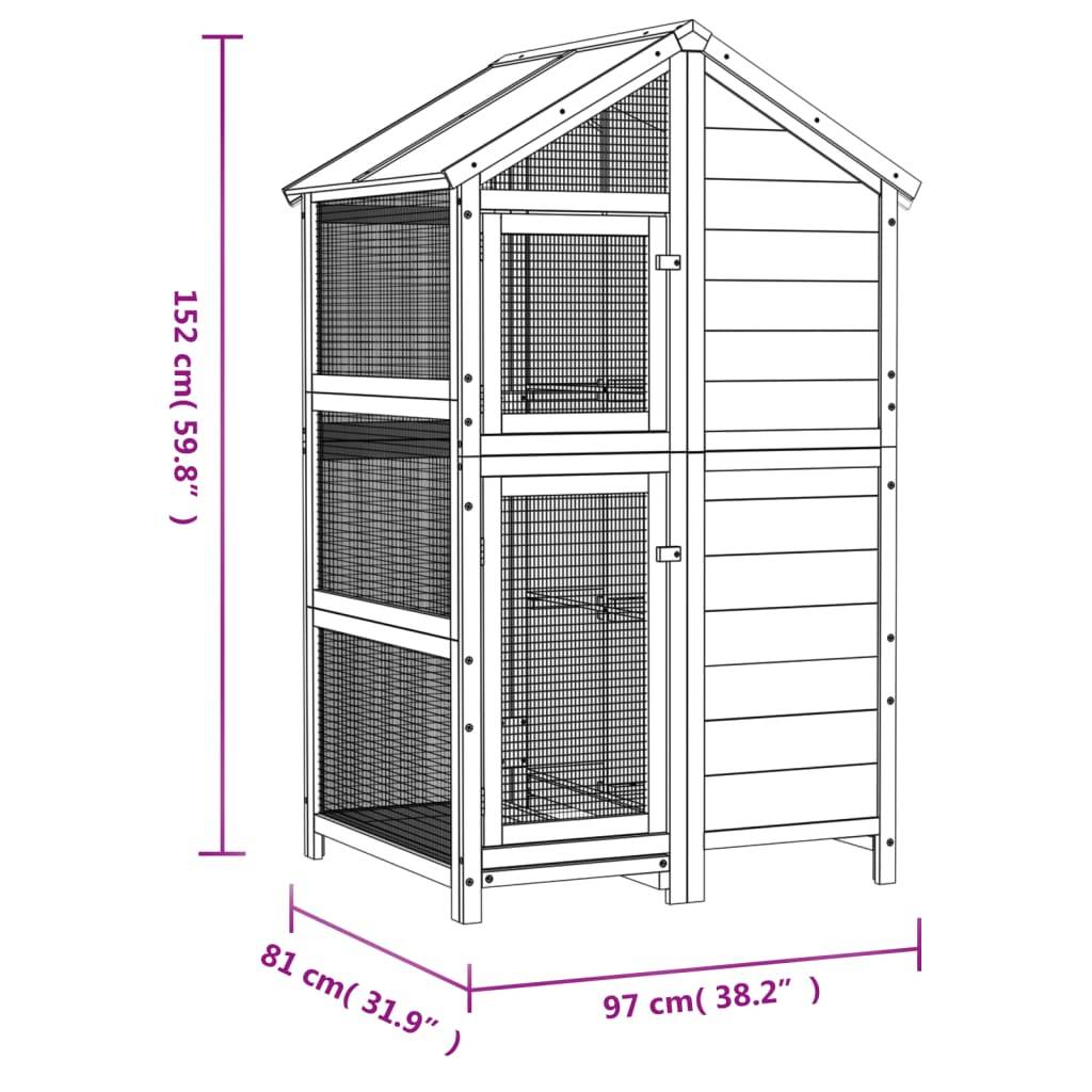Grande volière d'extérieur en bois de pin massif pour jardin 152 cm – ComfortXL Pet Living - Image 8