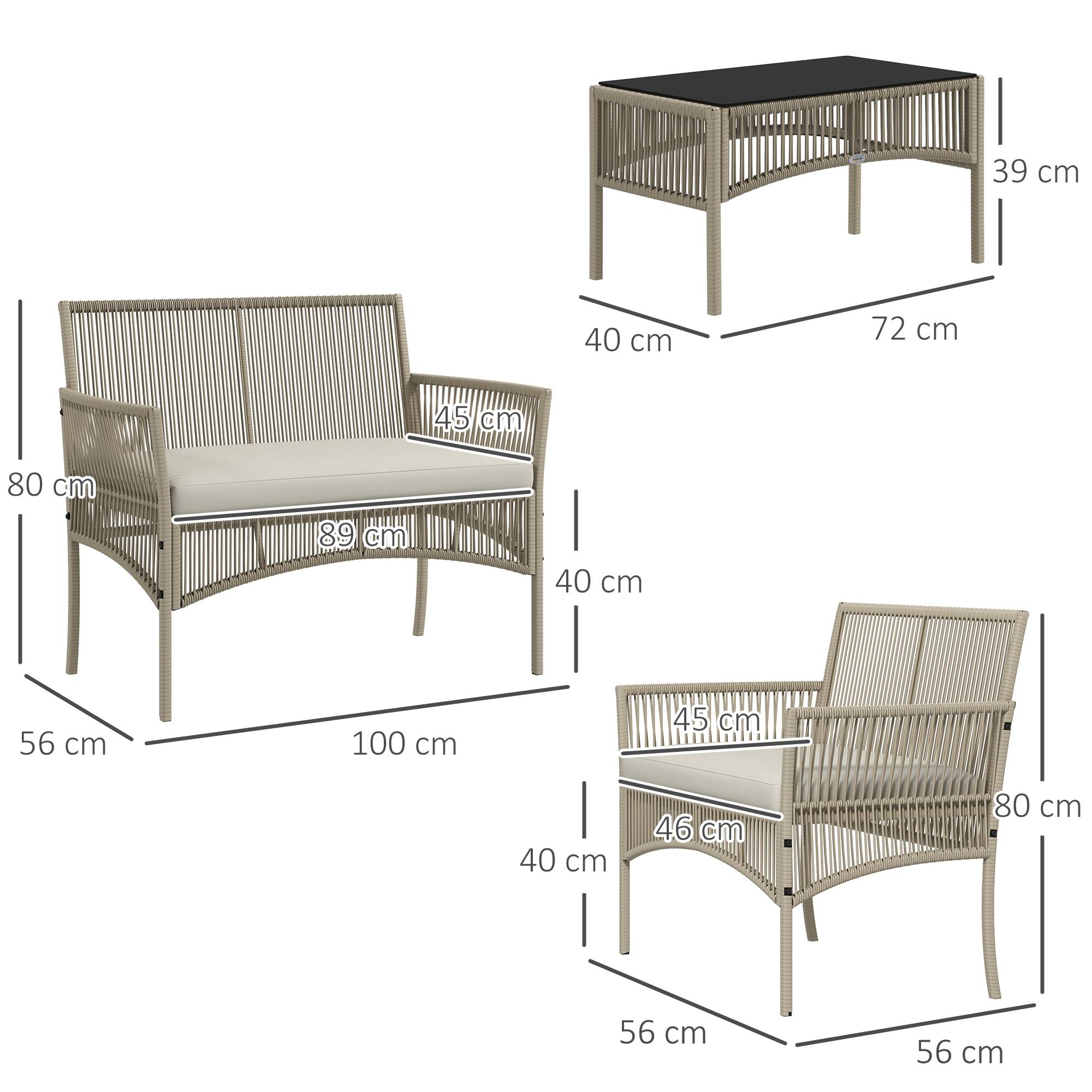 ComfortXL - Salon de jardin 4 places en résine tressée pour terrasse avec coussins kaki noir - ComfortXL Outdoor Living - Image 5