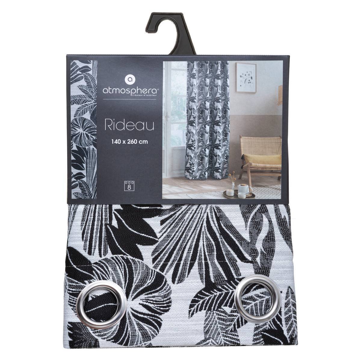 Atmosphera - Rideau "Bejuco" motifs jacquard noir 140x260cm - Atmosphera Créateur d'intérieur - Imagen 5